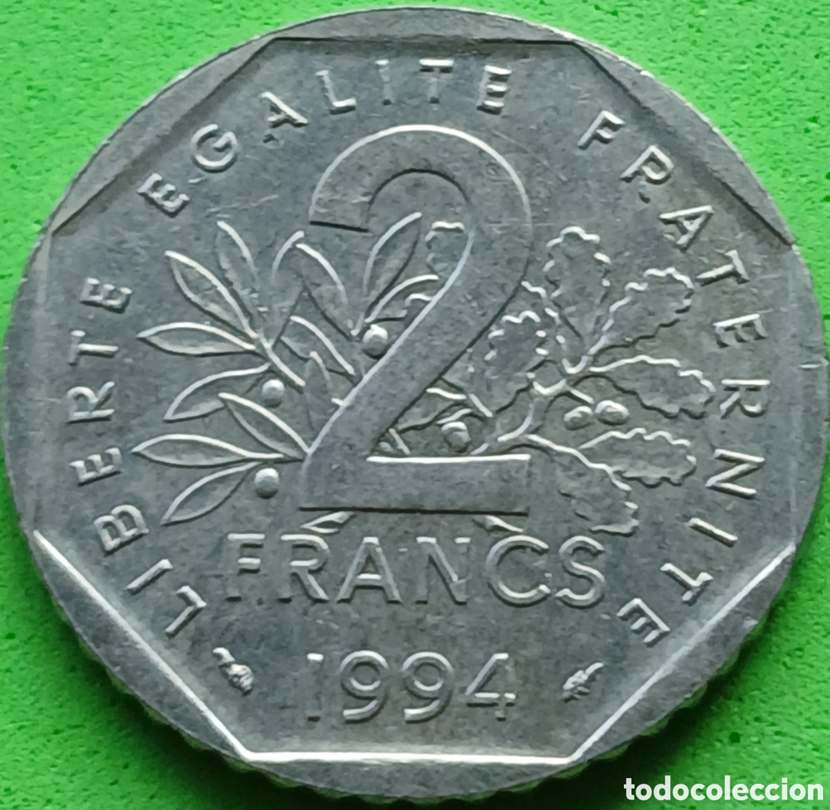Monedas antiguas de Europa: Francia 2 francos 1994 km#942.1 ceca &rdquo;Delf&iacute;n &rdquo; - poco com&uacute;n
