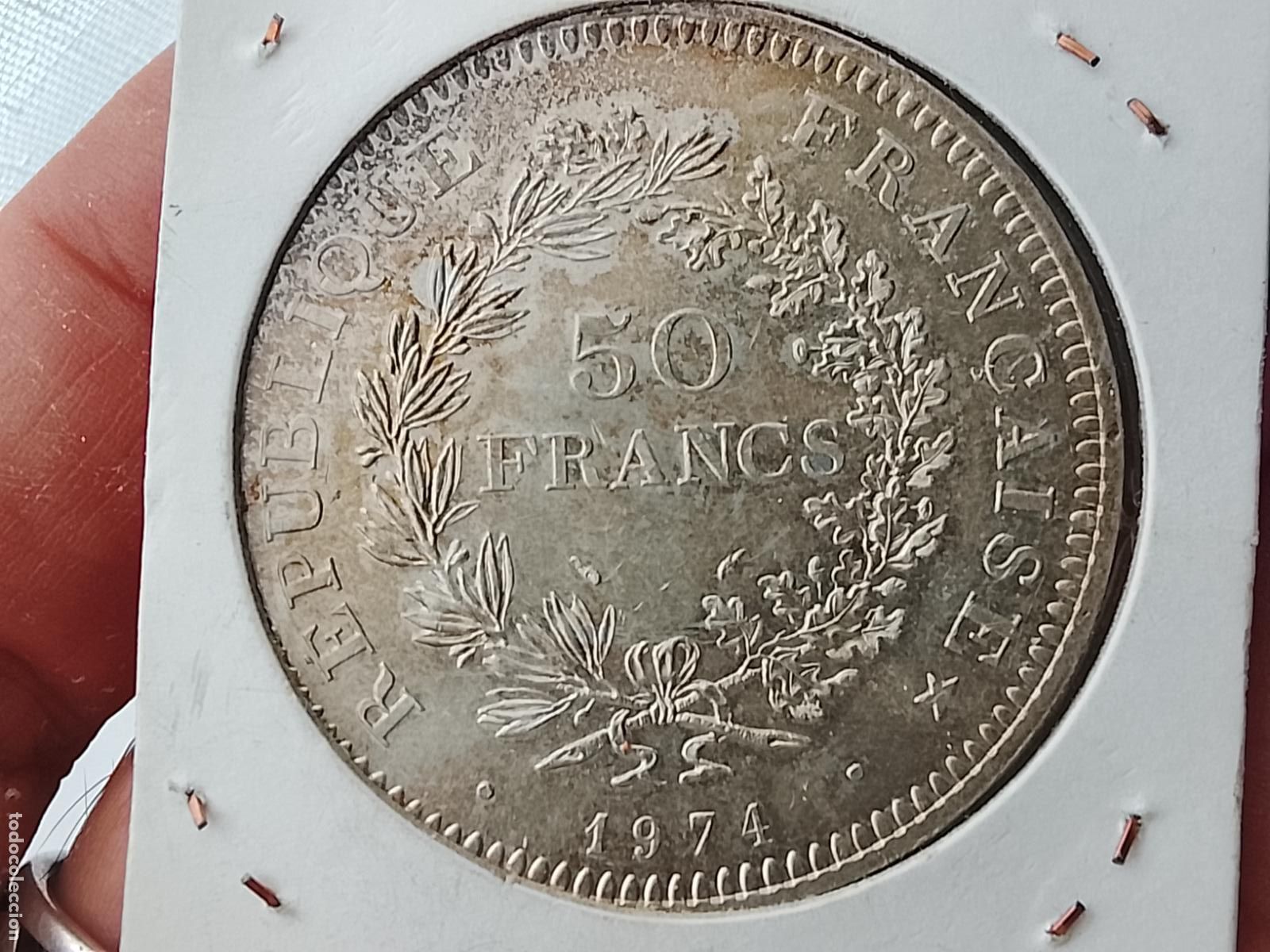 Monedas antiguas de Europa: Francia. 50 francos de plata de 1974