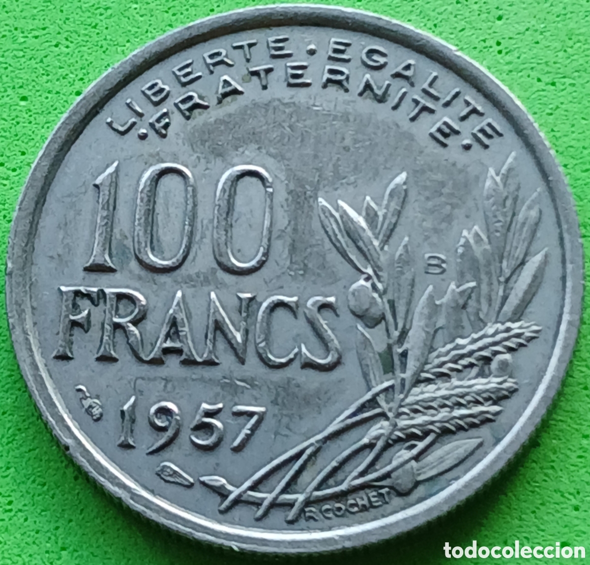 Monedas antiguas de Europa: Francia 100 francos 1957 B Beaumont-le-Roger km#919 poco com&uacute;n