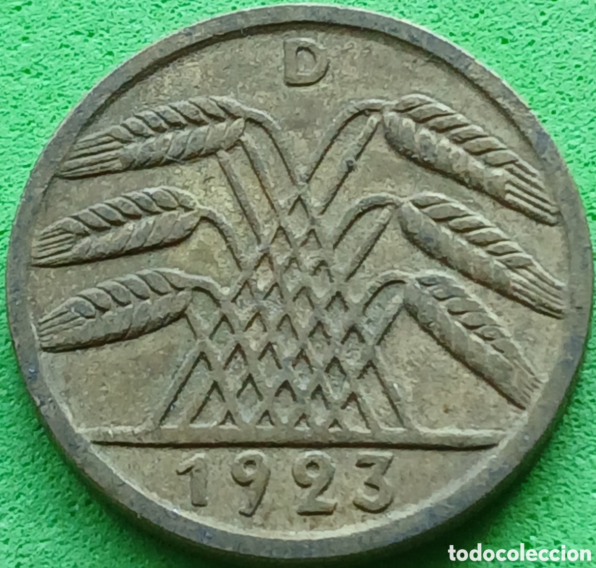 Monedas antiguas de Europa: Alemania Rep&uacute;blica de Weimar 5 rentenpfennig 1923 D km#32 poco com&uacute;n