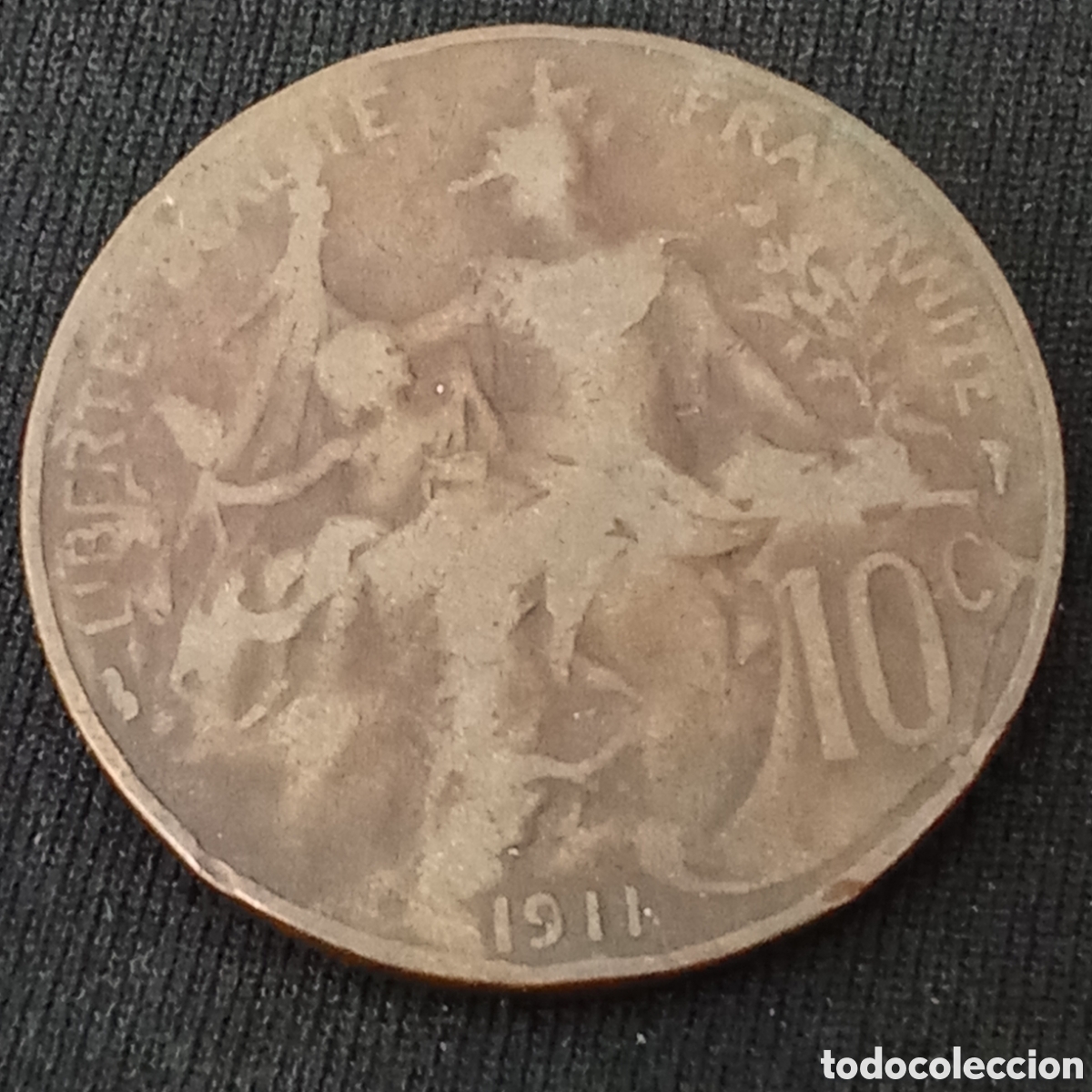 Monedas antiguas de Europa: Francia 10 c&eacute;ntimos a&ntilde;o 1911 - Foto 2
