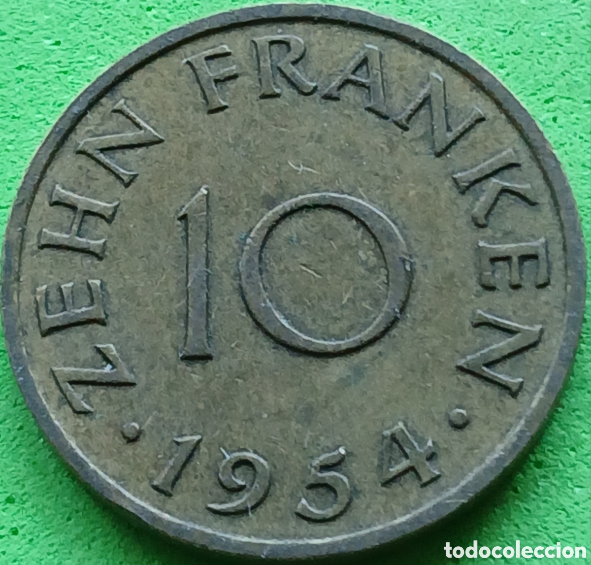 Monedas antiguas de Europa: Sarre-Protectorado de Sarre 10 francos 1954 km#1