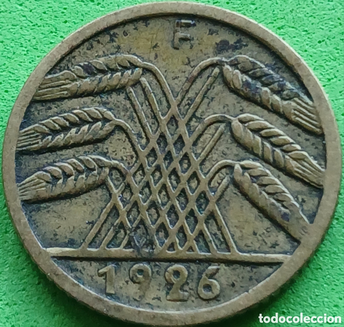 Monedas antiguas de Europa: Alemania Rep&uacute;blica de Weimar 5 reichspfennig 1926 F km#39 ESCASA!!