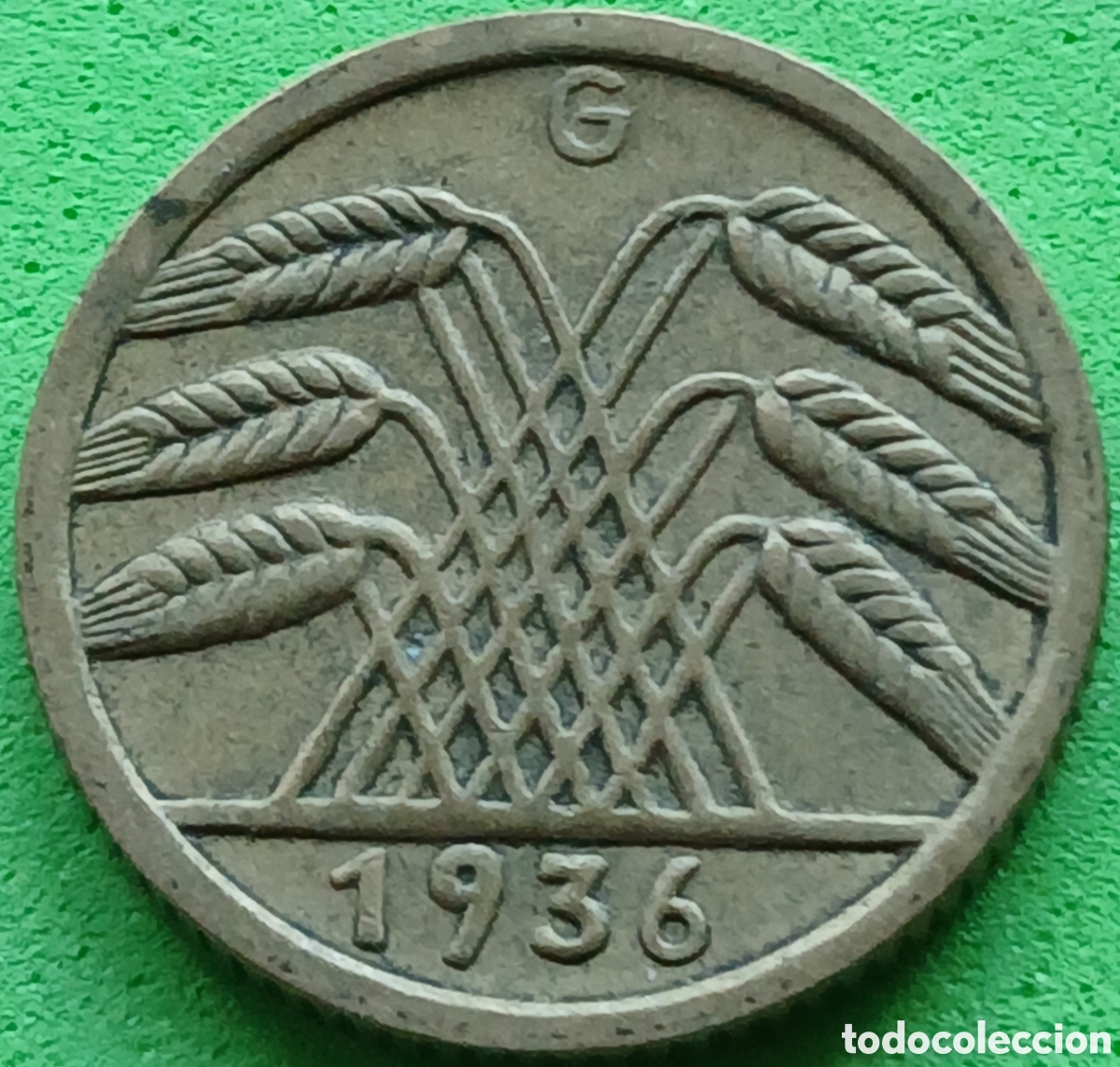Monedas antiguas de Europa: Alemania Rep&uacute;blica de Weimar 5 reichspfennig 1936 G km#39 poco com&uacute;n!