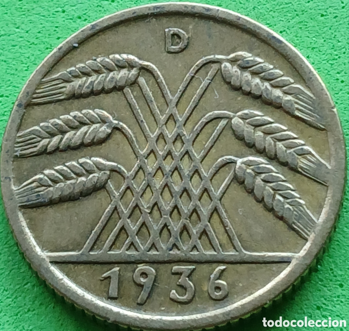 Monedas antiguas de Europa: Alemania Rep&uacute;blica de Weimar 10 reichspfennig 1936 D km#40