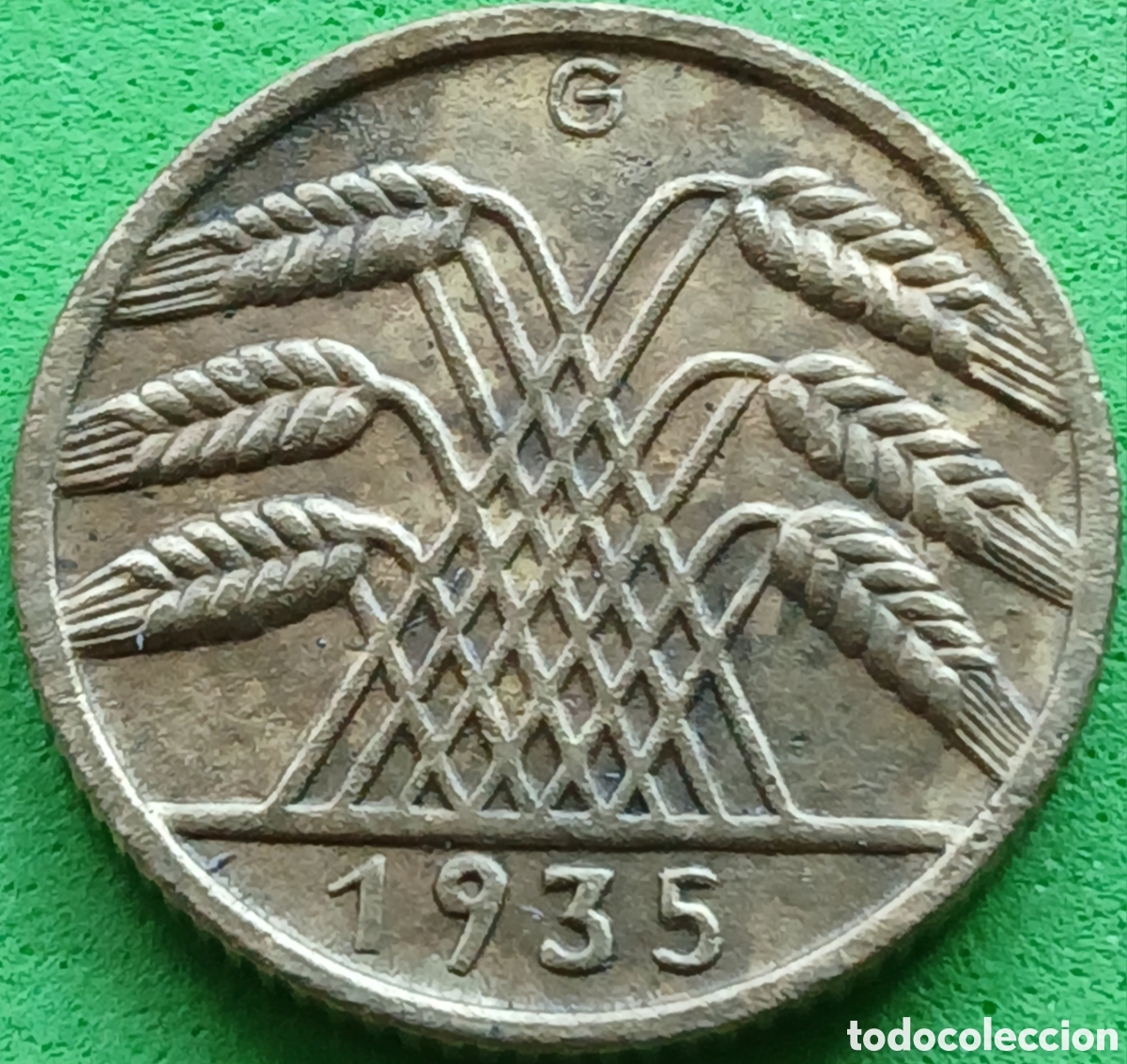 Monedas antiguas de Europa: Alemania Rep&uacute;blica de Weimar 10 reichspfennig 1935 G km#40 ESCASA!!