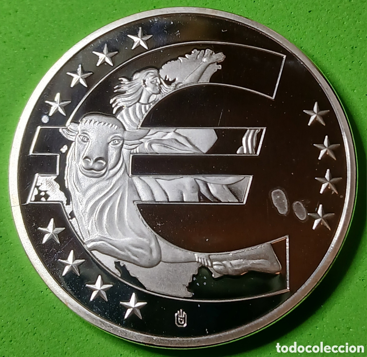 Monedas antiguas de Europa: Eurozona medalla conmemorativa 10 a&ntilde;os de euro . 2008