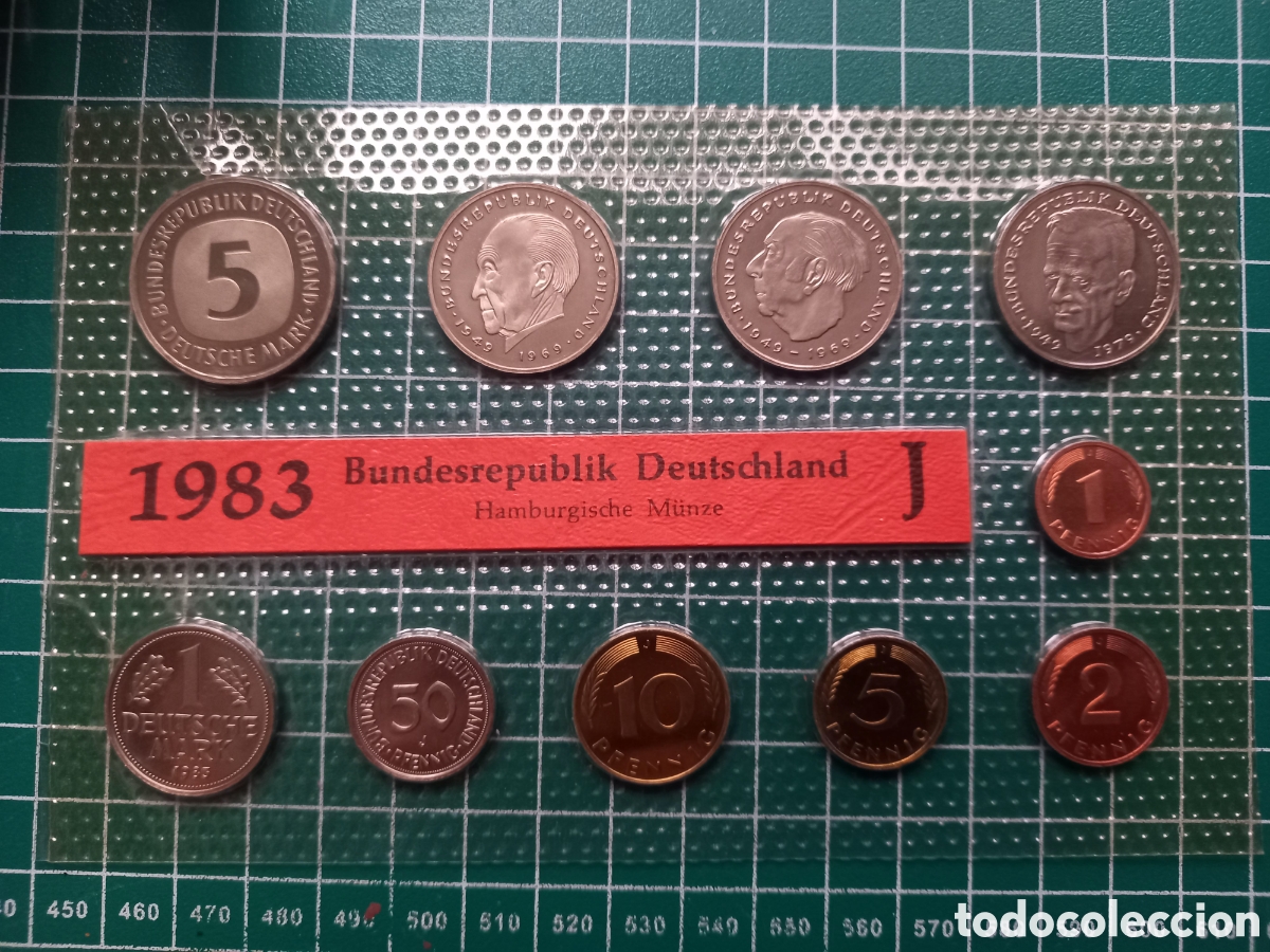 Monedas antiguas de Europa: Monedas pre-euro alemanas en cartera ceca J