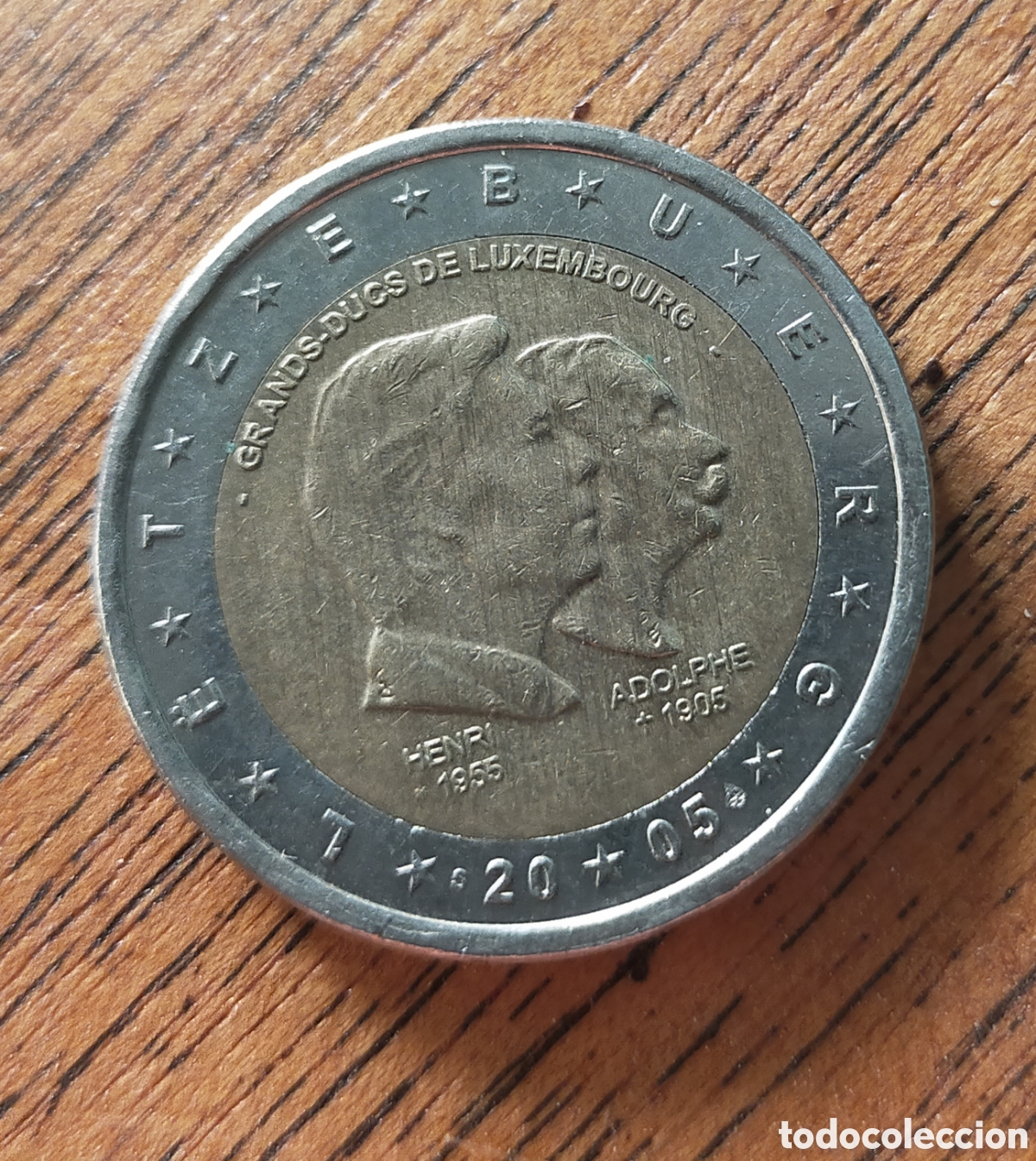 Monedas antiguas de Europa: moneda de 2 euros conmemorativa de Luxemburgo del a&ntilde;o 2005