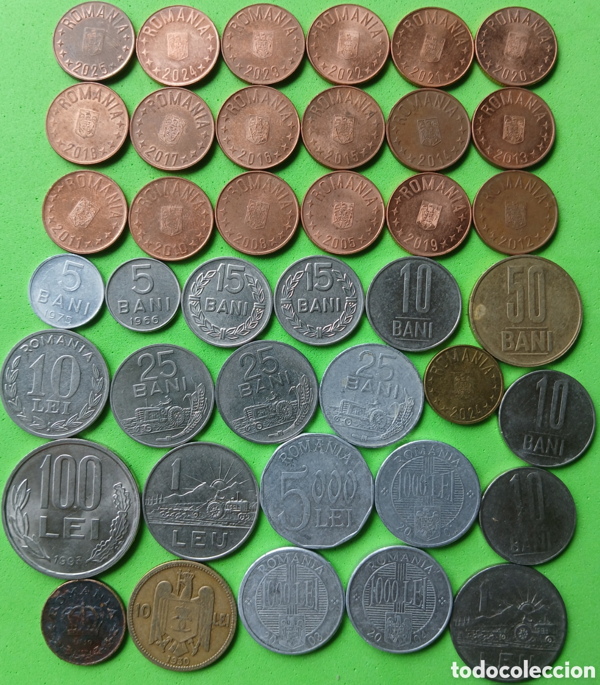 Monedas antiguas de Europa: Ruman&iacute;a lote 40 monedas/ diferentes fechas. 1930 - 2025.