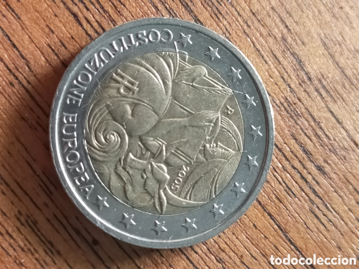 Monedas antiguas de Europa: moneda conmemorativa de 2 euros de Italia del a&ntilde;o 2005,