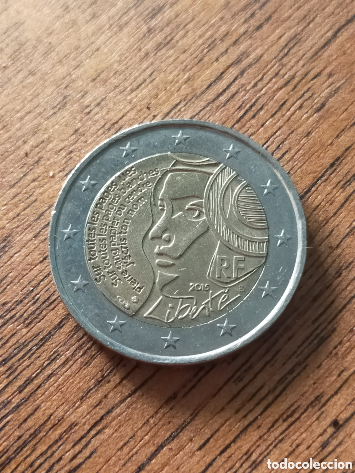 Monedas antiguas de Europa: moneda conmemorativa de 2 euros de Francia del a&ntilde;o 2015,