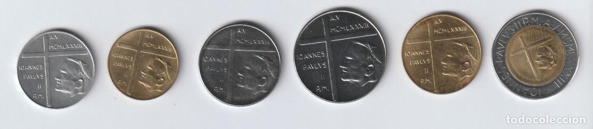 Monedas antiguas de Europa: Vaticano serie 1983 de 10 a 500 liras 6 monedas