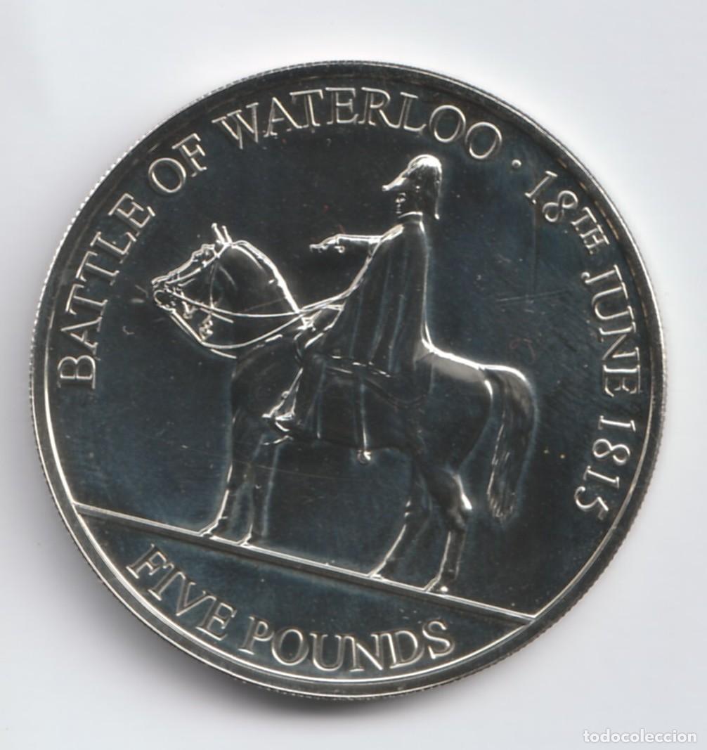 Monedas antiguas de Europa: Jersey 5 libras, La batalla de Waterloo 2015