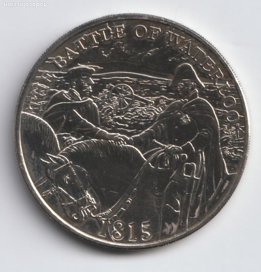 Monedas antiguas de Europa: Inglaterra 5 libras, La batalla de Waterloo 2015 KM# 1296