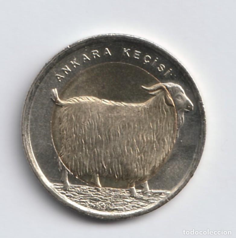 Monedas antiguas de Europa: Turqu&iacute;a 1 lira, Cabra de Angora 2015 Bimet&aacute;lica,