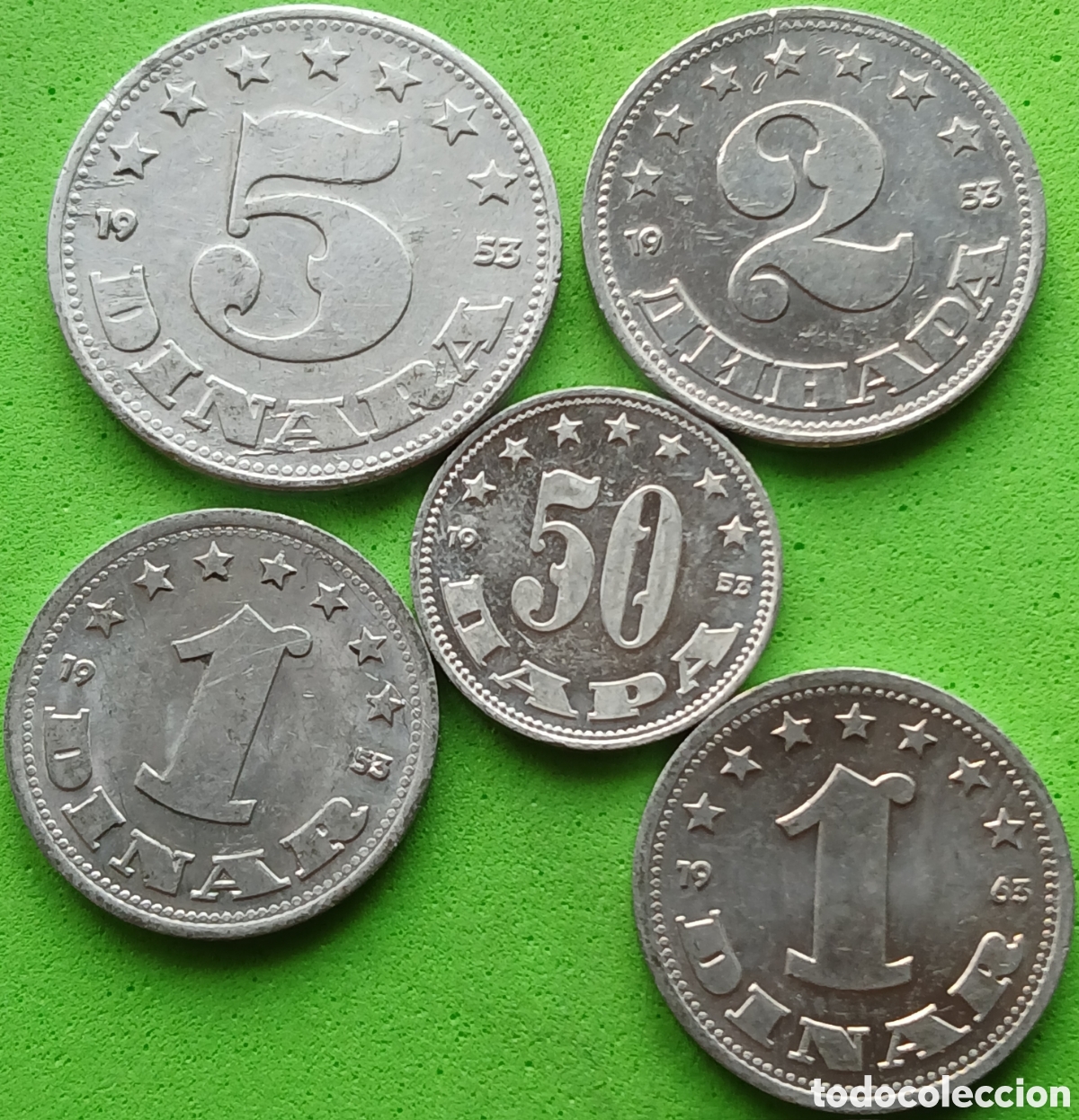 Monedas antiguas de Europa: Yugoslavia lote 5 monedas 1953 - 1963.