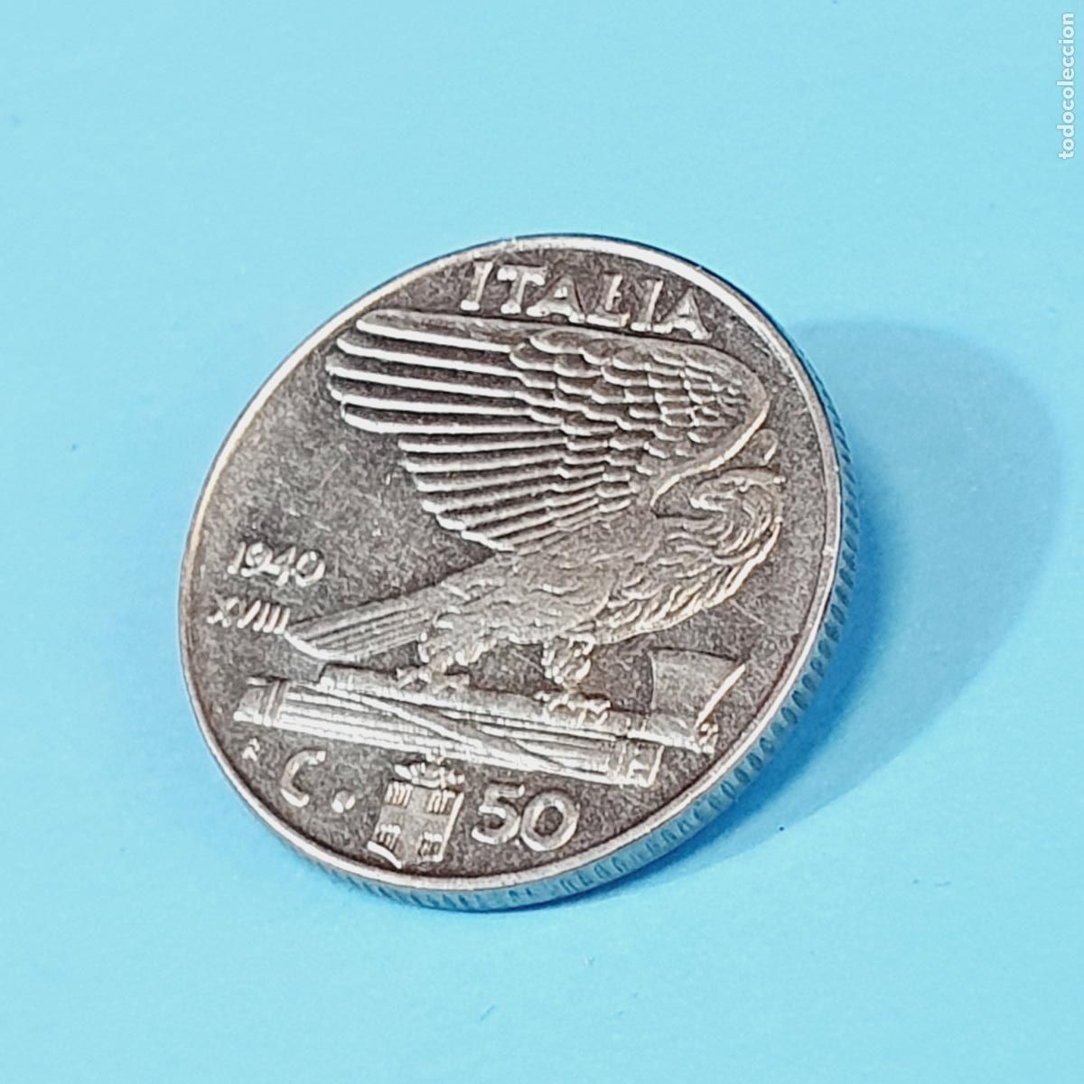 Monedas antiguas de Europa: MONEDA-ITALIA-50 CENTESIMI-VITORIO EMANUEL-1940-EXCELENTE-COLECCIONISTAS-VER FOTOGRAF&Iacute;AS