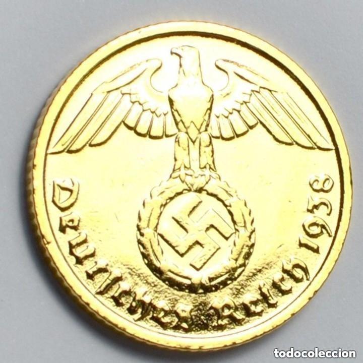 Old Coins of Europe: MONEDA ORIGINAL ALEMANA DE ORO 24.KT 1 PHENNIG 1938