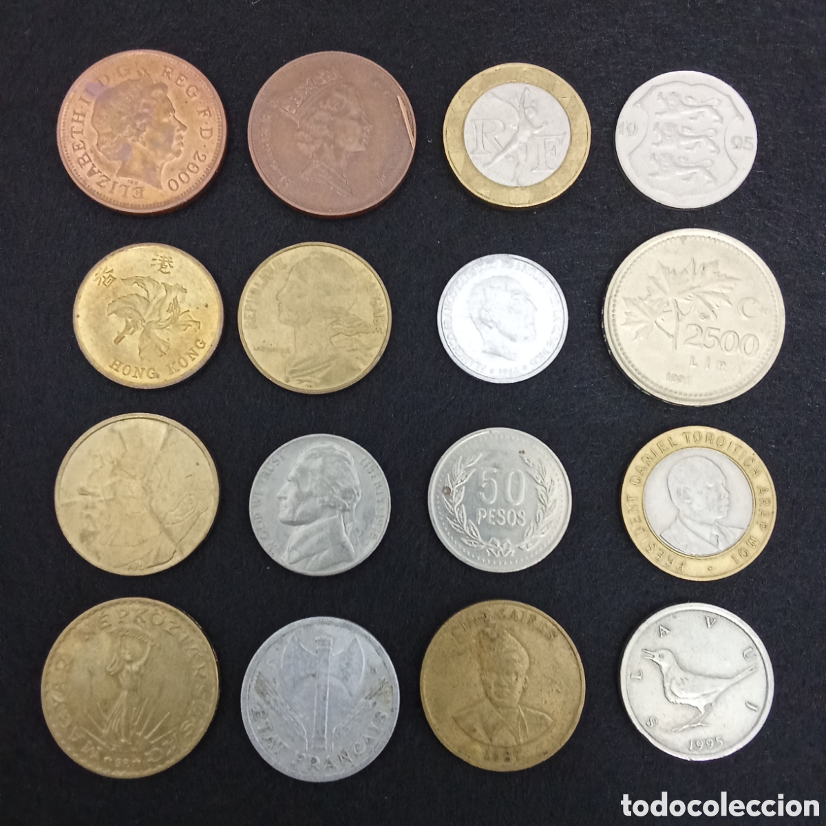 Monedas antiguas de Europa: Lote de 16 monedas distintas internacionales