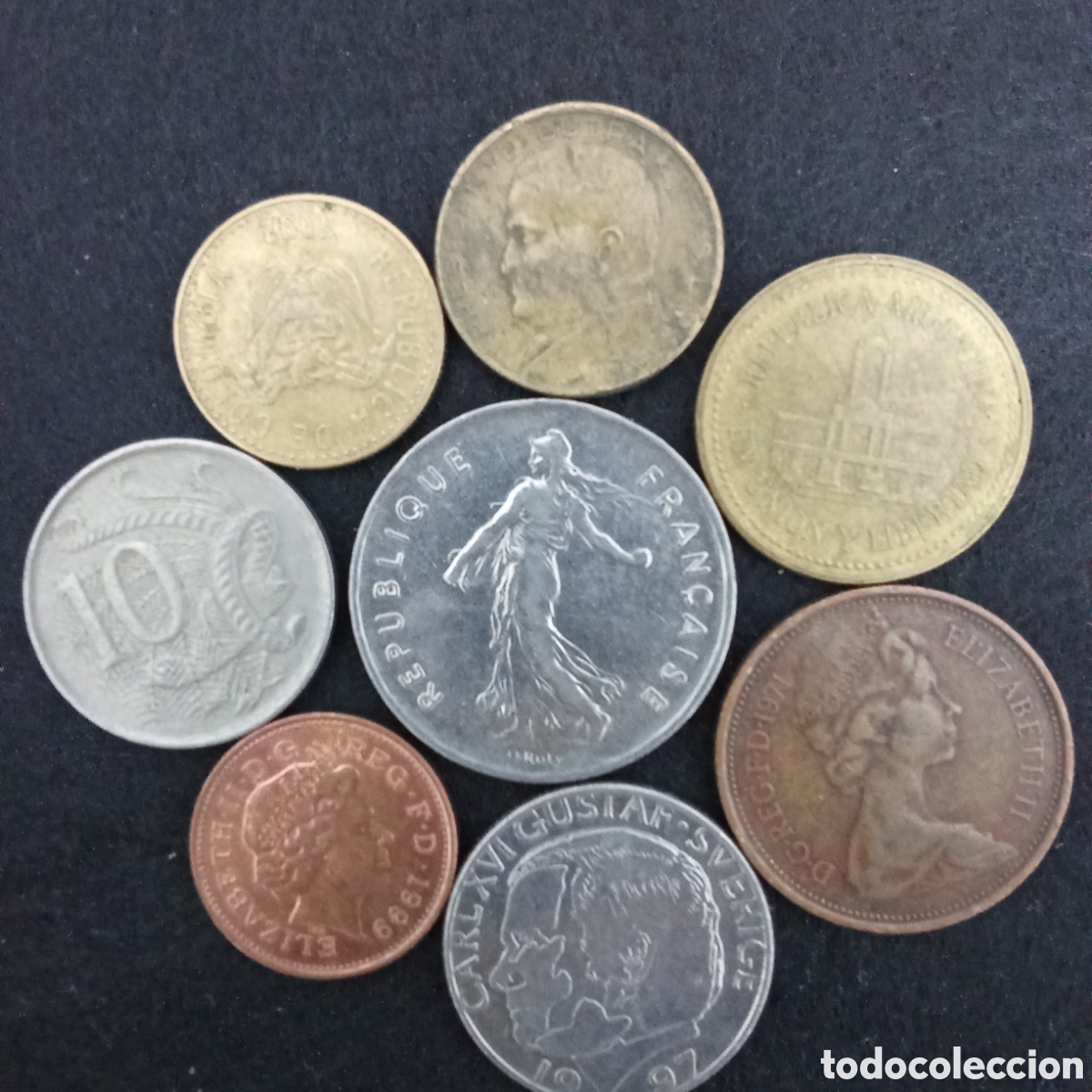 Monedas antiguas de Europa: Lote 8 monedas distintas internacionales
