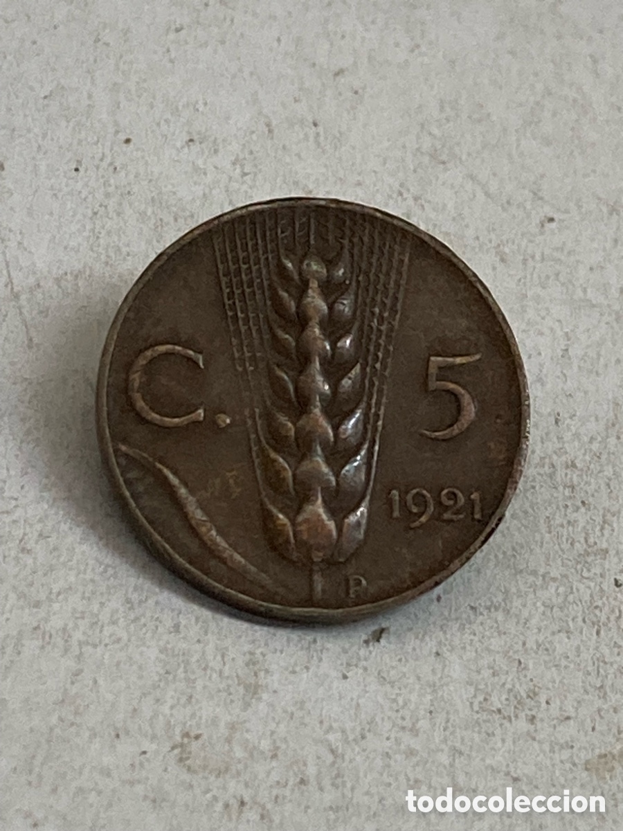 Monedas antiguas de Europa: Moneda 5 cents 1921 Italia