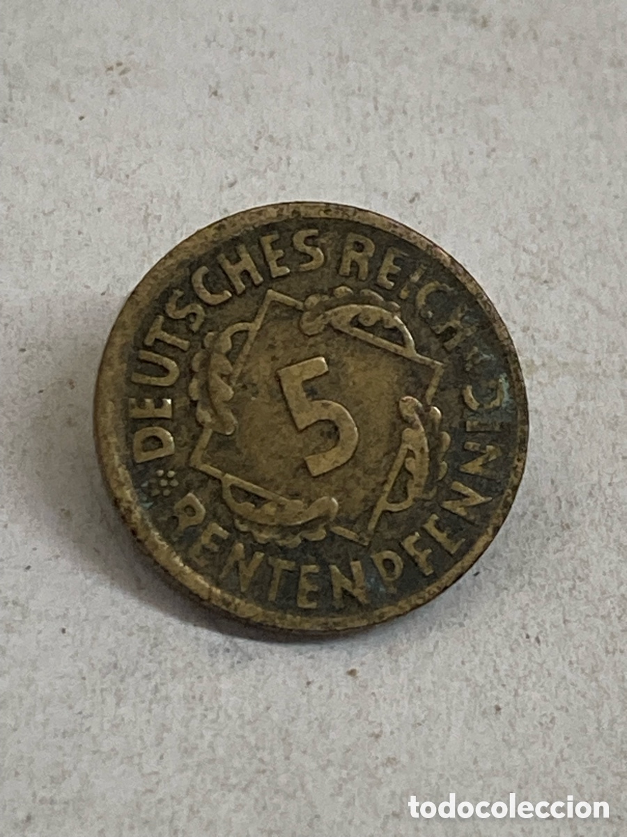 Monedas antiguas de Europa: Moneda 5 deutches 1924 - Foto 2