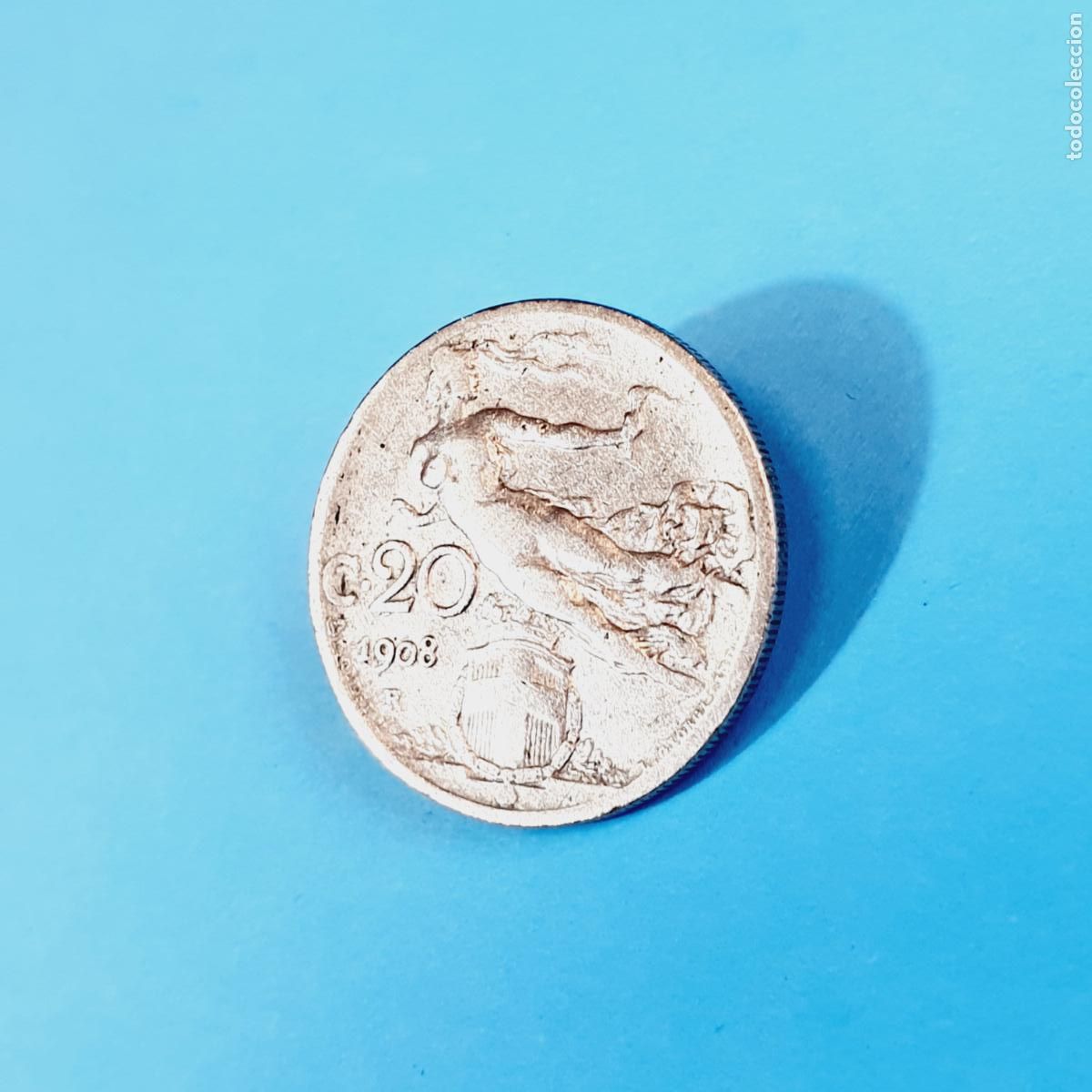 Monedas antiguas de Europa: MONEDA-ITALIA-20 CENTESIMI-1908-VER FOTOGRAF&Iacute;AS.