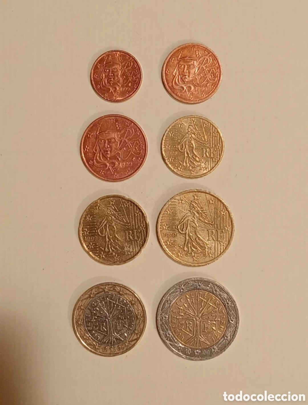 Monedas antiguas de Europa: Pack 8 monedas de euro Francia 1999