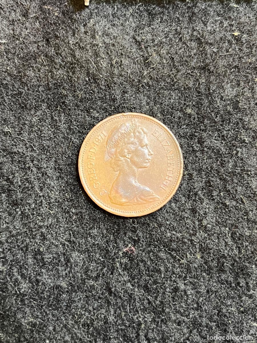 Moedas antigas da Europa: Moneda Reino Unido 2 New Pence 1971 Elizabeth II Plumas Pr&iacute;ncipe de Gales