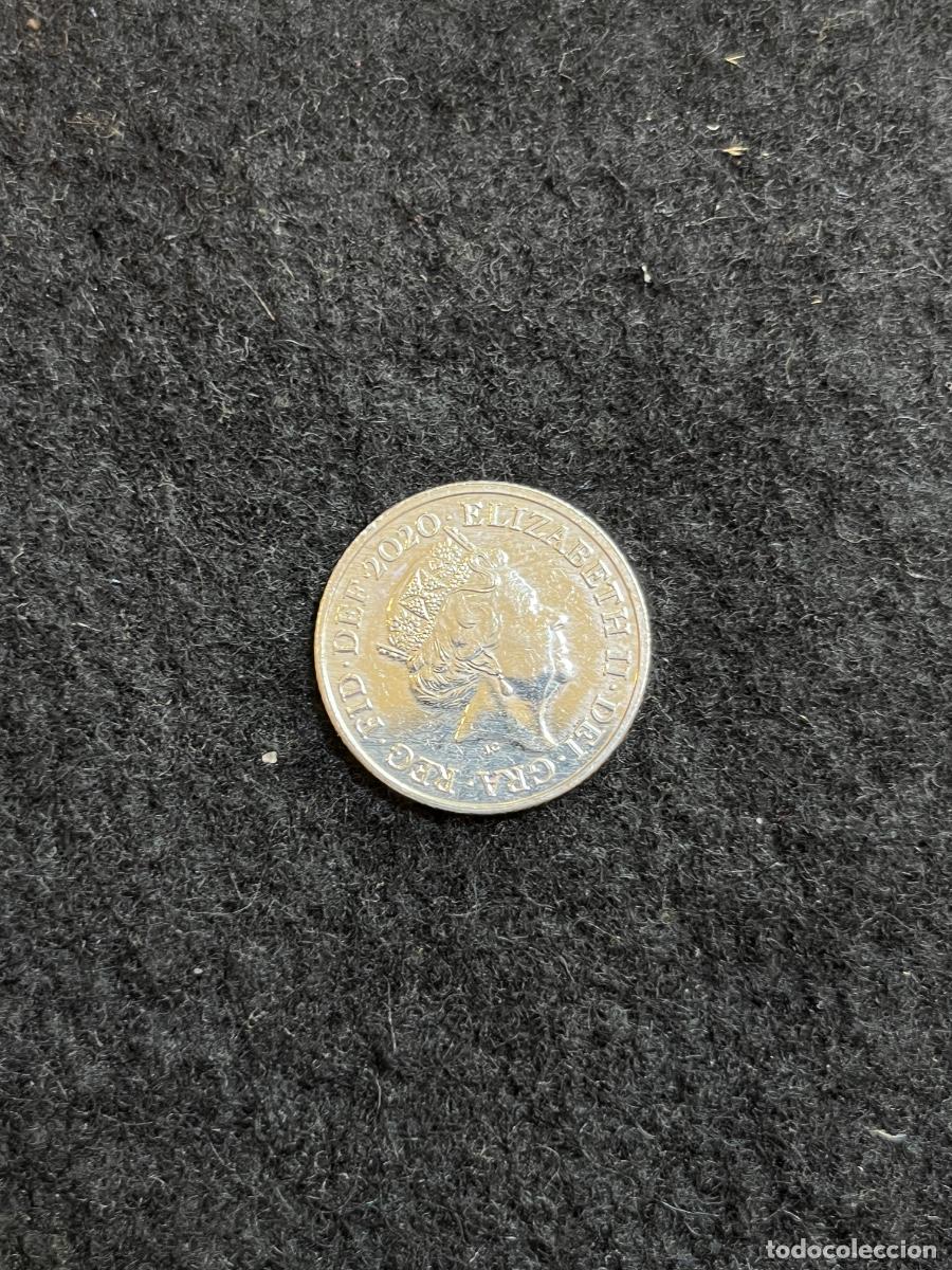 Moedas antigas da Europa: Moneda Reino Unido 10 Pence 2020 Elizabeth II Escudo Real Ten Pence