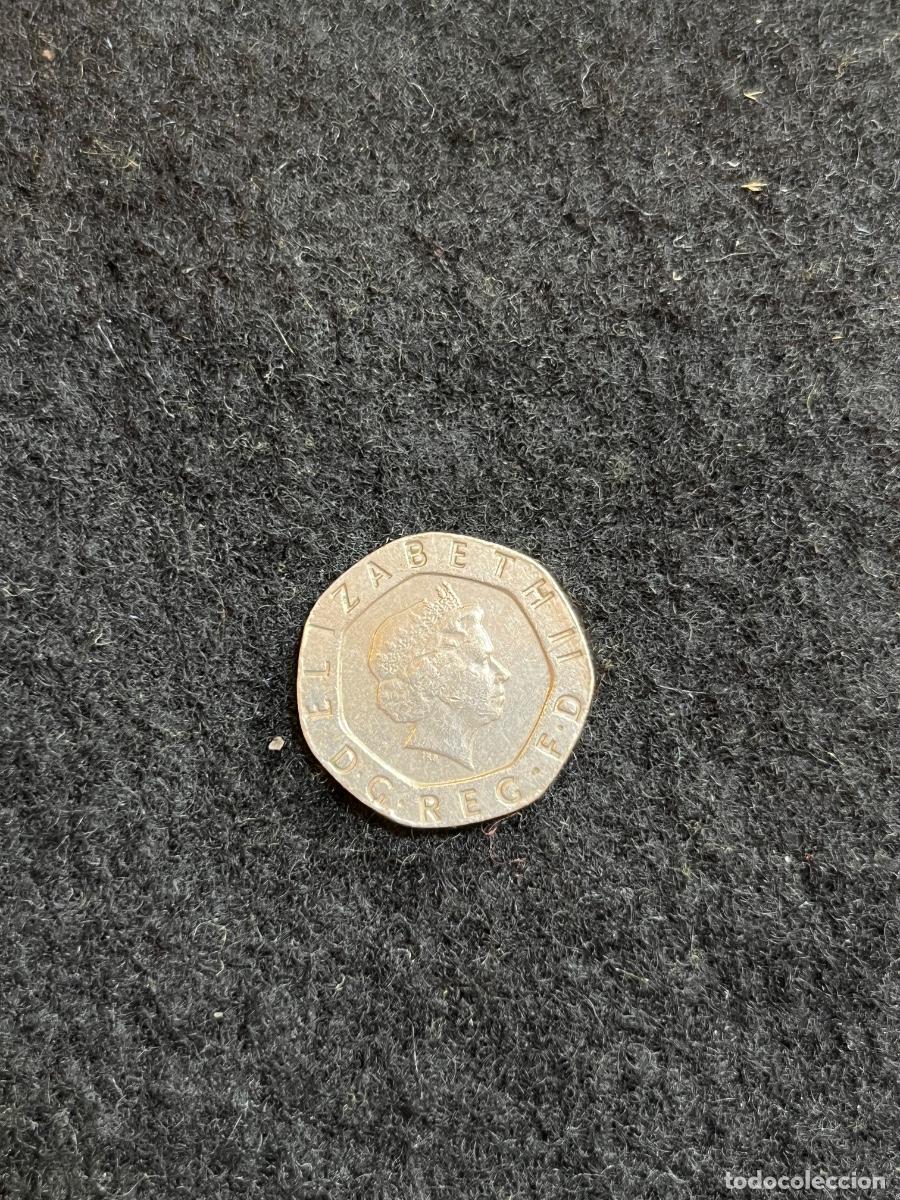Moedas antigas da Europa: Moneda Reino Unido 20 Pence 2007 Elizabeth II Rosa Tudor Twenty Pence
