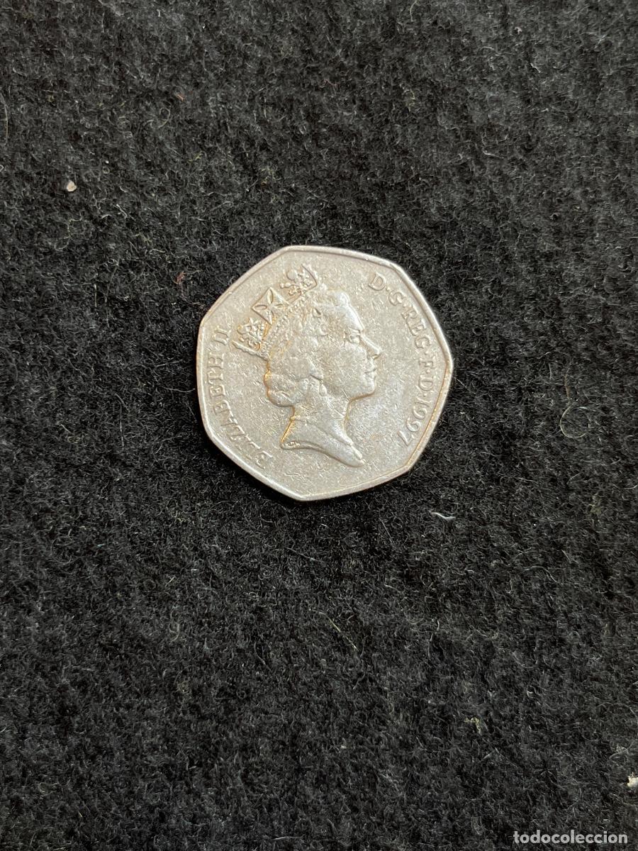 Alte M&uuml;nzen aus Europa: Moneda Reino Unido 50 Pence 1997 Elizabeth II Britannia Tipo Grande