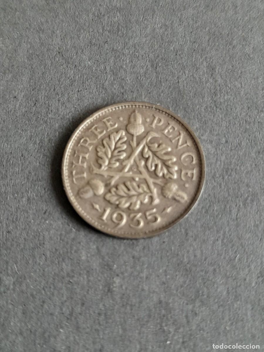 Monedas antiguas de Europa: inglaterra: three pence de plata, 1935