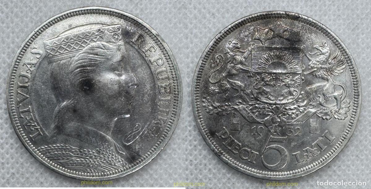 Monedas antiguas de Europa: 5564 LETONIA 1932 LETONIA 1934 5 LATI
