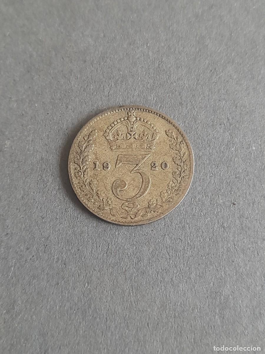 Monedas antiguas de Europa: inglaterra: three pence de plata, 1920