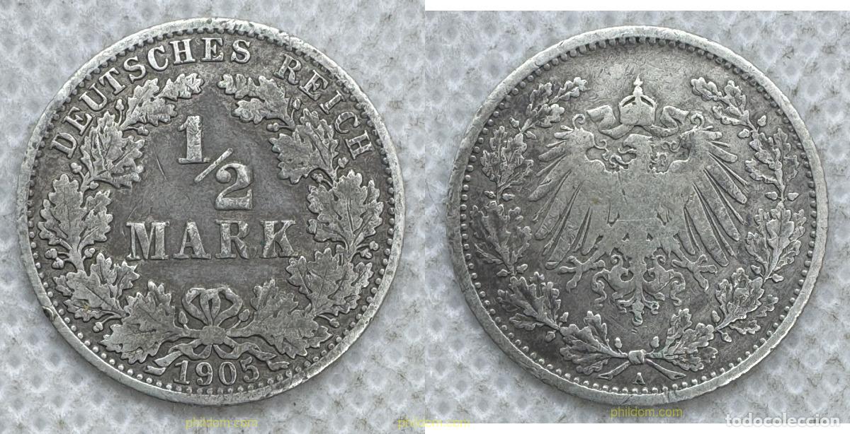Monedas antiguas de Europa: 5581 ALEMANIA 1905 1/2 Mark 1905 A