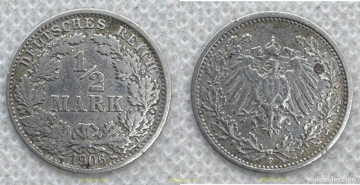 Monedas antiguas de Europa: 5578 ALEMANIA 1906 1/2 Mark 1906 A