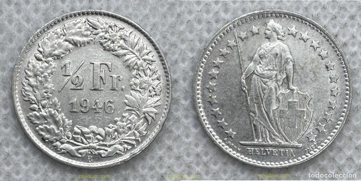 Monedas antiguas de Europa: 5577 SUIZA 1946 &frac12; FRANC DE SUISSA DE 1946