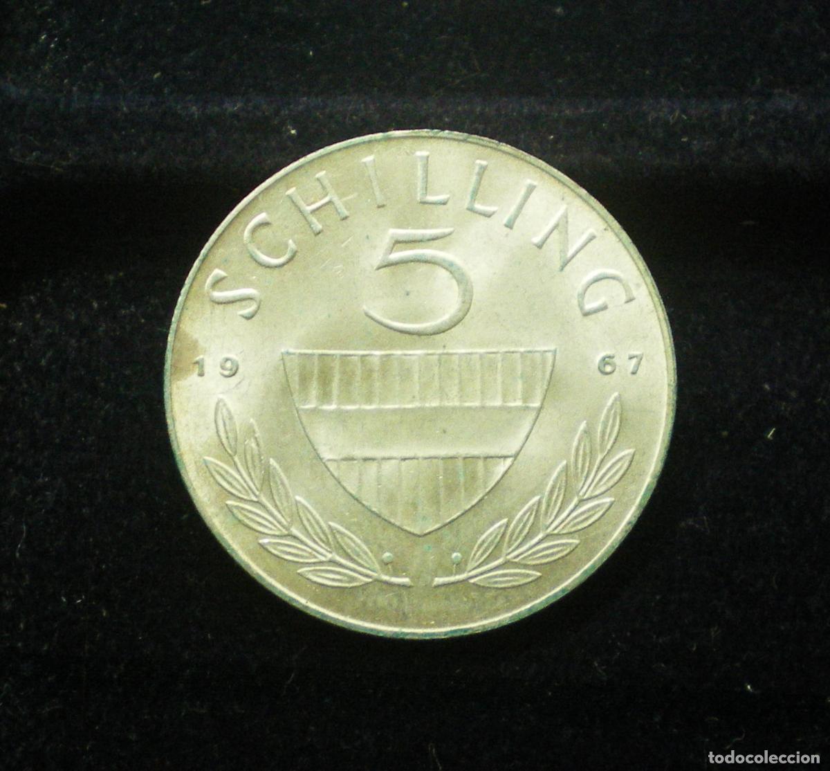 Monedas antiguas de Europa: AUSTRIA - 5 CHELINES de PLATA 1967 - Foto 2