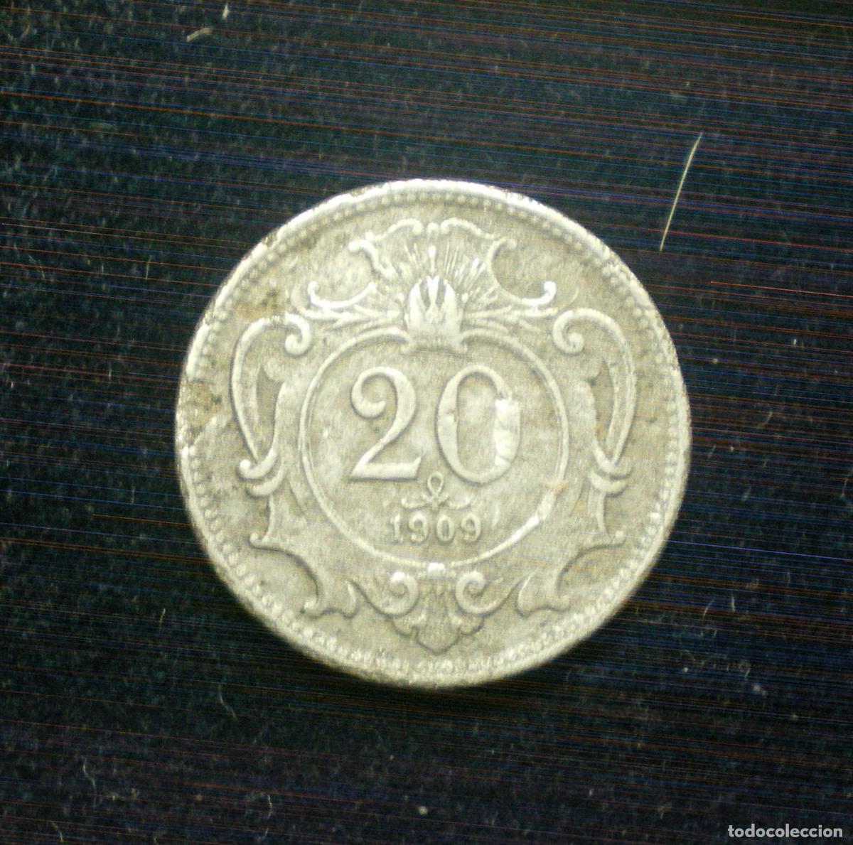 Monedas antiguas de Europa: AUSTRIA - 20 HELLER 1909