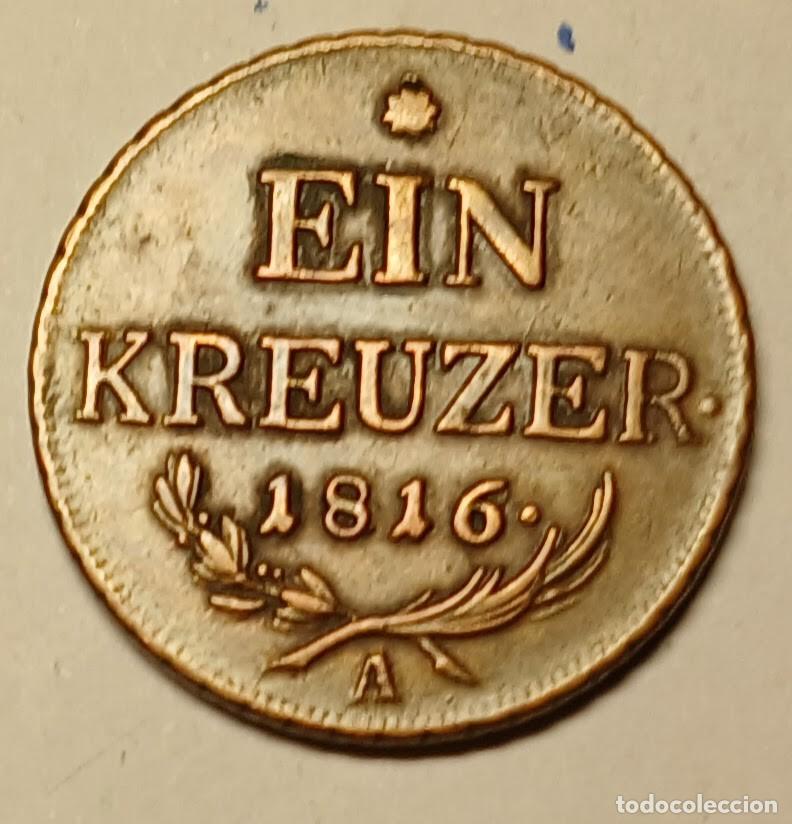 Alte M&uuml;nzen aus Europa: AUSTRIA 1 KREUZER 1816, EST&Aacute; COMO S/C, ENV&Iacute;O CORREO ORDINARIO 1,75 &euro;. CERTIFICADO 5.50