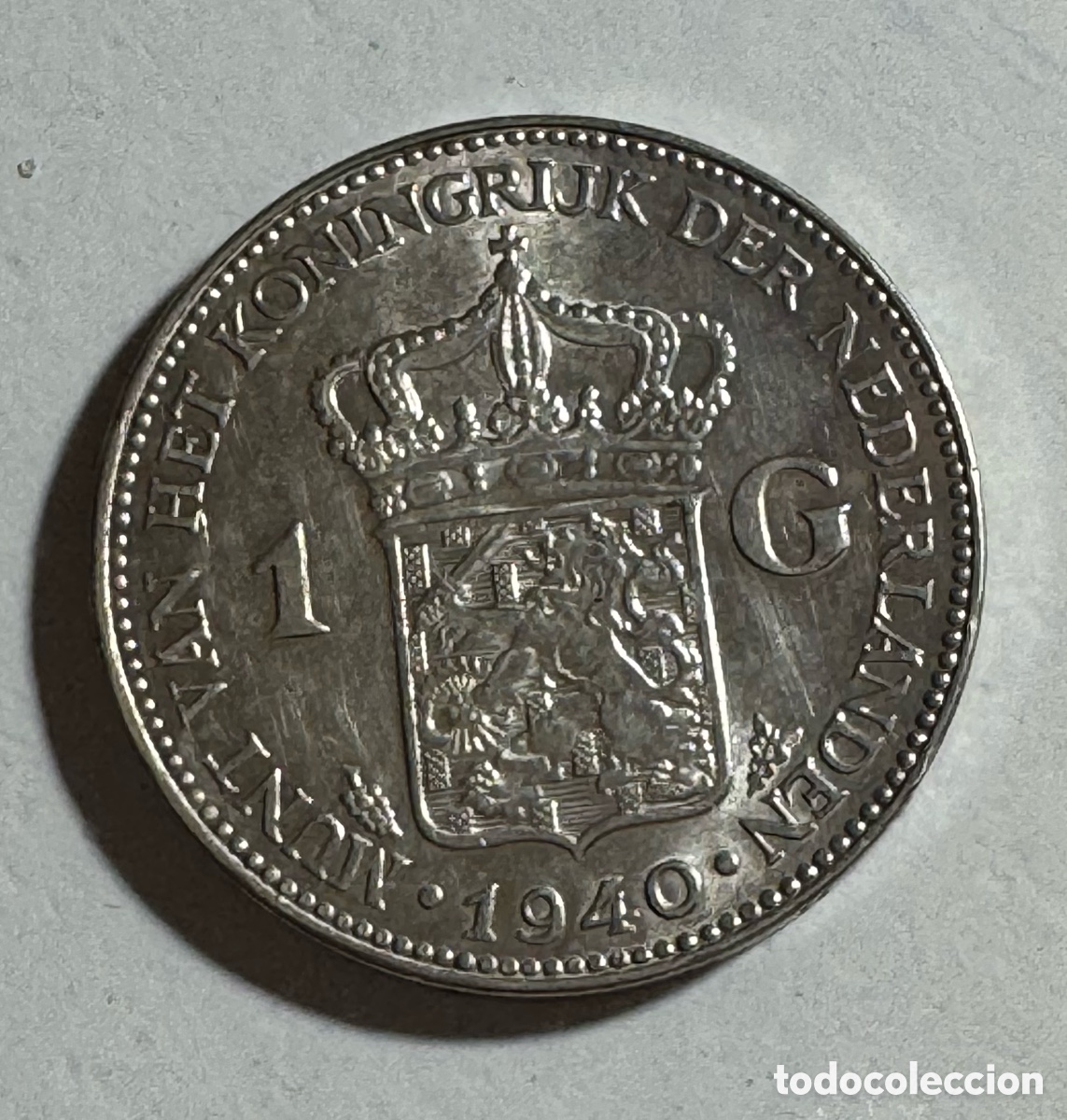 Monedas antiguas de Europa: 1 gulden de plata. Holanda 1940.