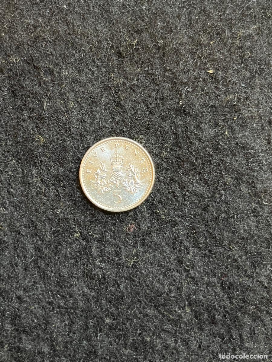 Alte M&uuml;nzen aus Europa: Moneda 5 Pence Reino Unido 2005 Isabel II Cardo Coronado