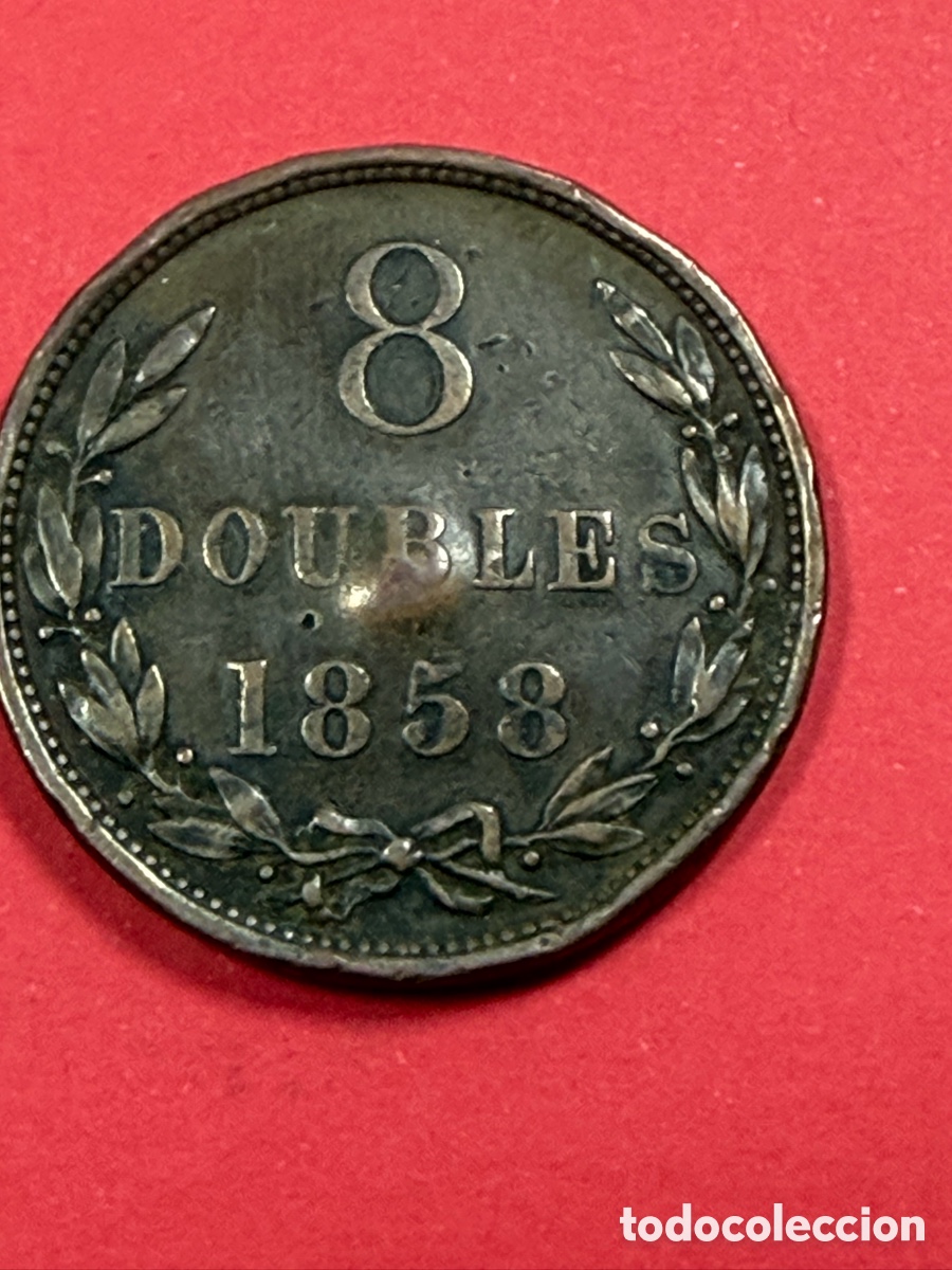 Alte M&uuml;nzen aus Europa: Moneda 8 Doubles Guernesey 1858 - Raridad (Baja Tirada: 111.000 piezas)