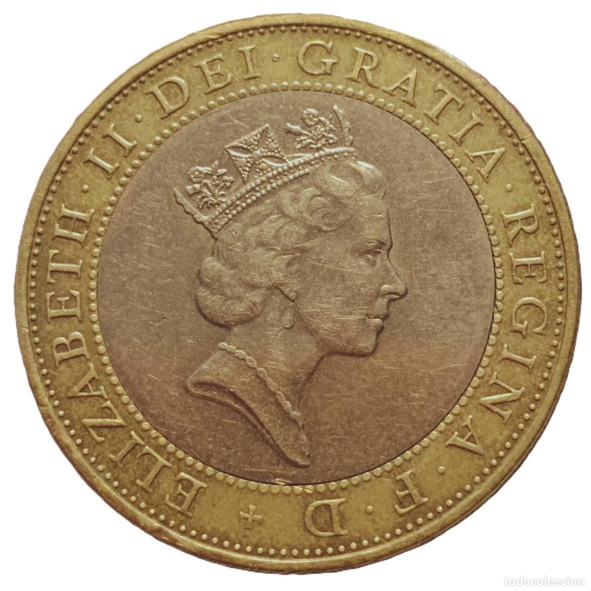 Monedas antiguas de Europa: REINO UNIDO (INGLATERRA) 2 LIBRAS-1997- KM#976. BIMETALICA (MBC+). 3&ordm; RETRATO.