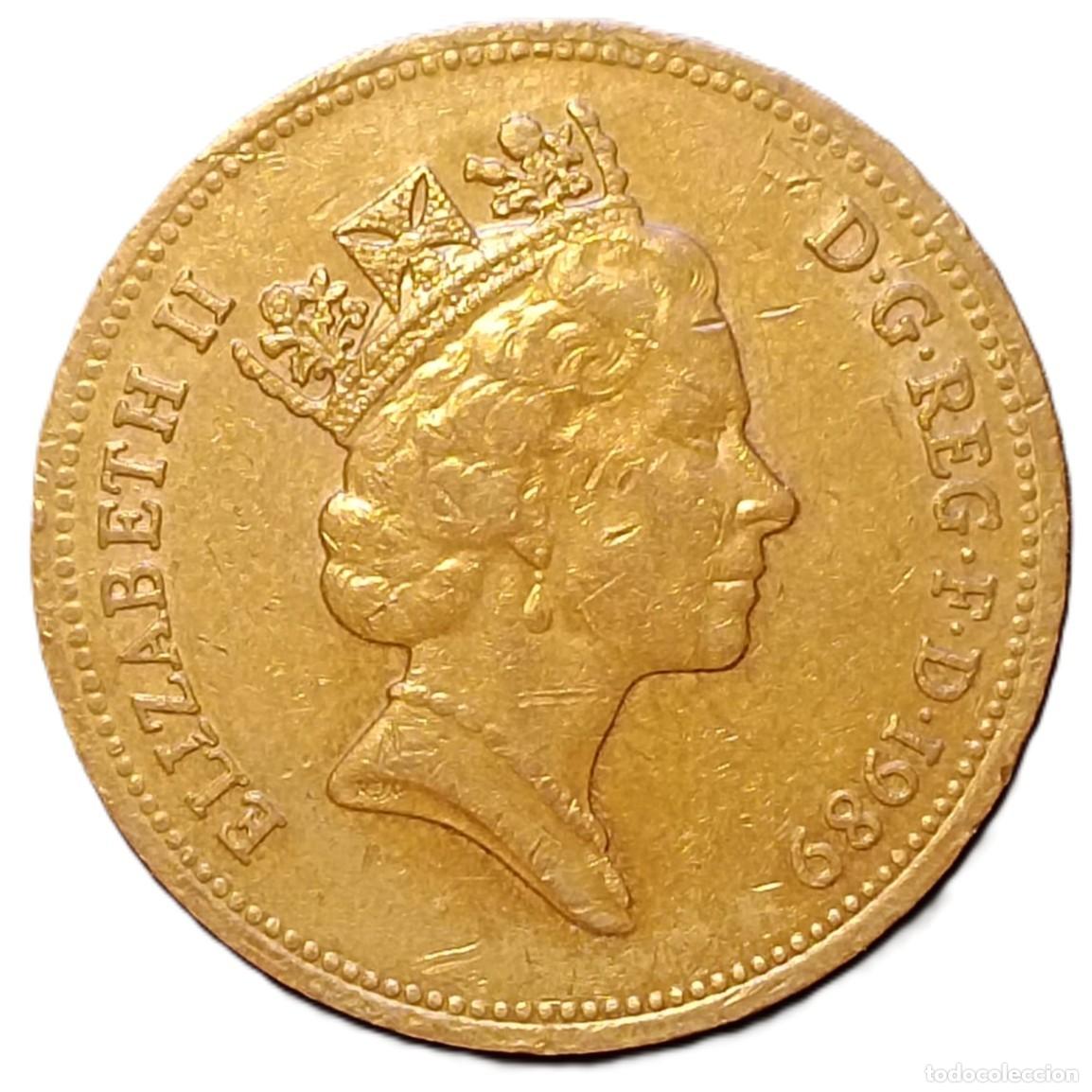 Monedas antiguas de Europa: REINO UNIDO (INGLATERRA) 2 PENIQUES-1989- KM#936 BRONCE - NO MAGN&Eacute;TICA(MBC). 3&ordm; RETRATO.