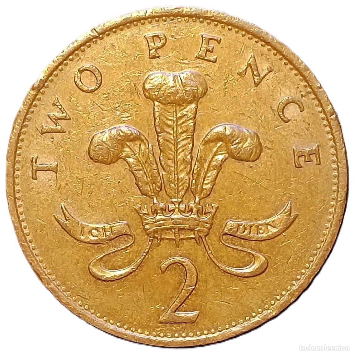 Monedas antiguas de Europa: REINO UNIDO (INGLATERRA) 2 PENIQUES-1989- KM#936 BRONCE - NO MAGN&Eacute;TICA(MBC). 3&ordm; RETRATO.