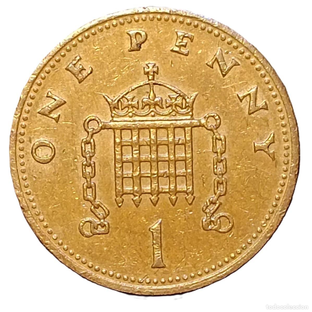 Monedas antiguas de Europa: REINO UNIDO (INGLATERRA) 1 PENIQUE-1990- KM#935 BRONCE - NO MAGN&Eacute;TICA(MBC). 3&ordm; RETRATO.