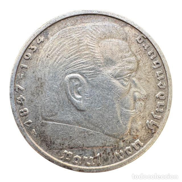 Monedas antiguas de Europa: Alemania. 5 Reichmark 1934 Berlin. Canciller Hindemburg Ag MBC/VF